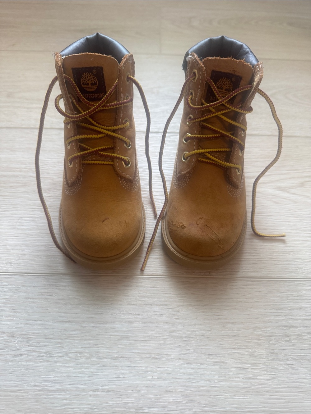 Timberland Kids Wheat Tan Leather Lace-Up Boots